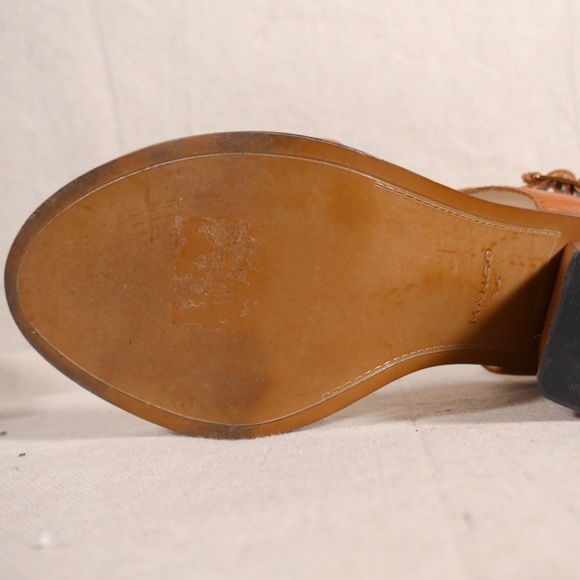 Mango Women 36 Chunky Heel Open Toe Sandal with Ankle Strap - Picture 13 of 16